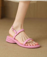 Sandalias gruesas con punta abierta y tiras con hebilla de moda en color rosa